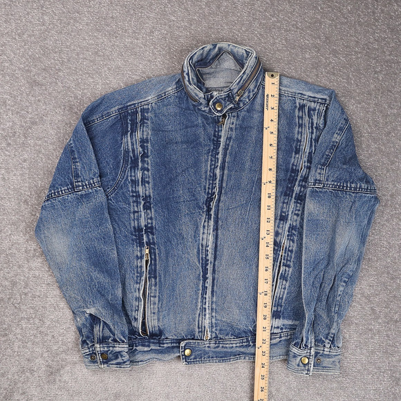 VTG 90s Nino Cerruti Medium Wash Small Blue Denim Long Sleeve Jean Jacket - Picture 3 of 10